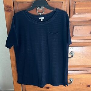 T By Talbots Dark Navy Blue Knit Top Sweater Size Large Preloved